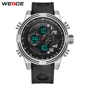 Weide Men Sports Numeral Back Light Digital Analog Black Quartz Black Backle Date Sport Wrist Watch Military Relogio Masculino1865