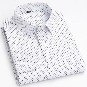 Men's Dress Shirts Men's Classic Long Sleeve Print/striped Basic Dress Shirts Single Patch Pocket 65% Cotton Business Standard-fit Office Shirt 230728