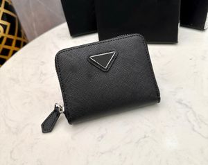 Women designer card holders luxury triangle mark wallets high-quality famous stylist zipper purses fashion metal letters ladies clutch bag with original box