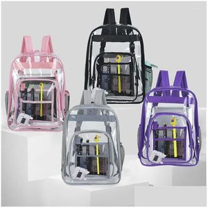 Zaino Borsa Trasparente Pvc Borse da scuola trasparenti per ragazze dei ragazzi Casual Libro Zaino da viaggio Drop Delivery Lage Accessori Sport Outdoo Dhyq1