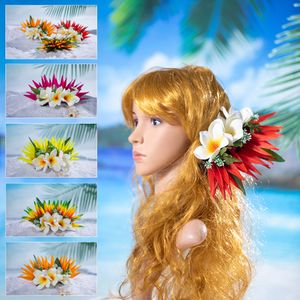 Andra modetillbehör Artificiell Silk Bird of Paradise Plumeria Hawaiian Foam Flower Hair Clip Decorative Hairpin for Women Girls KNHC004 230729