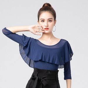 Stage Wear Modern Dance Top Women's National Standard Ruffled Sleeves Latin Costume Tops Competition Performance Practice