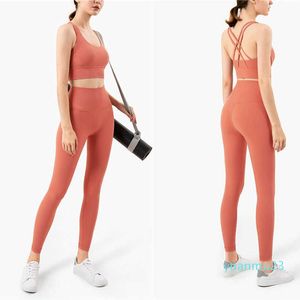 LL Seamless Yoga Set Women Fitness Sportswear Sports Suits Gym Clothing Workout Clothes Two Piece Set High Waist Leggings Crop Top