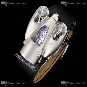 MBF HM9 Flow Titanstahl Horological Machine Schweizer Quarz-Herrenuhr übernimmt aerodynamische Prinzipien Skelett schwarzes Zifferblatt Leder287A