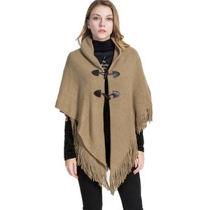 Scarves Design Winter Warm Solid Ponchos And Capes For Women Oversized Shawls Wraps Cashmere Pashmina Female Bufanda 230729