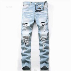 2024 Frühling Neue Mode Retro Hole Jeans Männer Hosen Baumwolle Denimhose Männliche Plus -Größe Hochwertiges Tropfen X0621XAF7