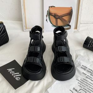 Kleid Schuhe Apanzu Doppel Schnalle Sandale Keil Mode Sommer Frauen Offene spitze Plattform Strand Sandalen Stiefel Schwarz Weiß 230729