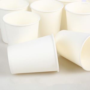 Copos descartáveis canudos 50/100 unidades/pacote 250 ml papel branco puro café chá leite copo acessórios para beber suprimentos para festas