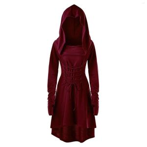 Casual Dresses Hooded Pullover Up Dress Long Costumes Bandage Spets Women High Low Low Vintage Womens Cocktail Summer för