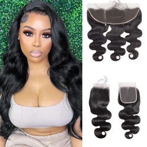 Hair pieces Peruvian Wavy 13x4 5x5 Lace Frontal Closure Human Body Wave 4x4 HD Transparent Knot Bleached Natural Color 230728