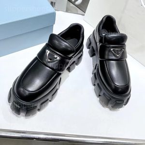 Loafer Designer-Kleiderschuhe Damen-Plateau-Absätze, weich gepolsterte Nappaleder-Loafer, klobige Loafer, schokoladenbraune, gebürstete Leder-Pantoletten, Monolith-Loafer mit hohen Absätzen