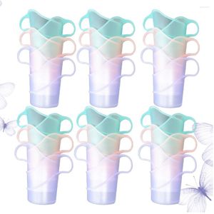 Kubki jednorazowe słomki 24pcs szklany dozownik przeciwznerujący izolowany plastikowy stojak na kubek oporny na ciepło (mieszany kolor)
