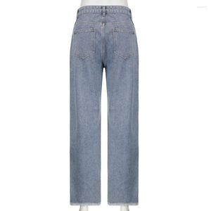 Pantaloni da donna Pantaloni in denim Bottoni Skin-Touch Versatili Jeans casual a gamba larga dritti retrò a vita alta per appuntamenti