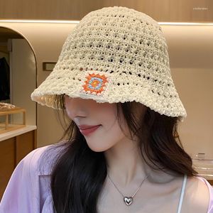 Beralar 10 Renkli Dokuma Kova Şapkası Kadın için Sonbaharda Hollow Out Nefes alabilen güneş kremi Kore versiyonu çok yönlü ins