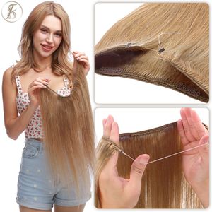Hair Bulks TESS Wire In Extensions Natural Bundles Human 24inch 80g Straight Clip Hairpiece Invisible Fish Line 230728