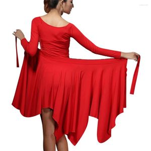 Stage Wear Women Latin Dance Skirt Irregular Sexy Hip Scarf Rumba/Samba/Tango Dress For Dancing Practice/Performamnce Dancewear