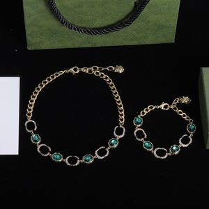 Edelstein -Designer -Halskette und Armband Diamond Choker für Unisex -Buchstaben Armbänder Goldkette Charm Halsketten
