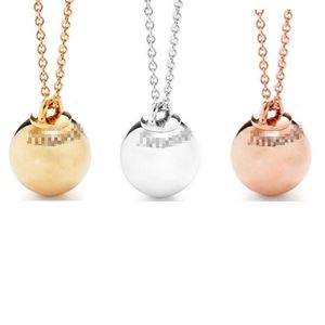 Designer's Brand 925 Sterling Silver Simple Style Round Ball Pendant Necklace Light Luxury Brandins Fashion Collar Chain 1346