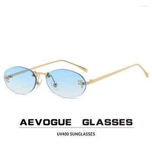 Sunglasses AEVOGUE 2023 Women's Frameless Glasses Metal Frame Unisex Cat Eyes UV400 AE1514