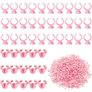 Face Care Devices 1000pcs Disposable Pink Plastic Tattoo Pigment Ring Ink Cups Holder Tools Eyelash Extension Glue Rings 230728