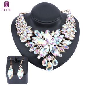 Set di gioielli da sposa Set di orecchini di collana di dichiarazione di choker di cristallo di alta qualità Set di regali per spose da donna Festa di ballo 230729