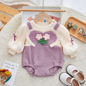 Rompers Autumn Toddler Brodery Flower Baby Girls Bodysuit 230728