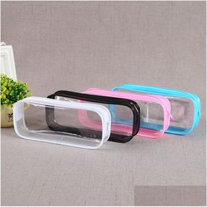 Cosmetic Bags Cases Pvc Bag Zipper Pouch School Students Clear Transparent Waterproof Plastic Storage Box Pen Case Mini Travel Mak Dhcdg