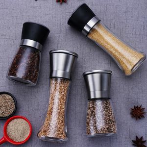 Mills Salt and Pepper Grinder Refillable Stainless Shakersを調整可能な粗いポータブルスパイスジャーコンテナ230728