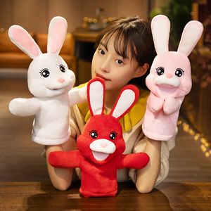 Puppets 35cm Cute Rabbit Hand Puppet Animal Holiday Celebration Props Stuffed Funny Party Plush Gifts For Kids Girl Xmas Birthday 230729