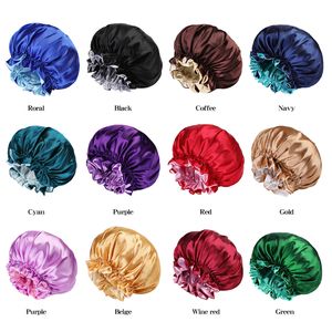 New Hair Clippers Large double color butyl stretch nightcap wide edge solid color shower cap beauty hair cap wholesale