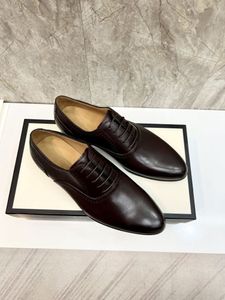 5Model Classic Mens Oxfords äkta läder handgjorda snörning Plain Toe Oxford Luxury Designer Dress Shoes for Men Office Wedding Party Formal Footwear