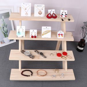 Jewelry Stand 2/3/4 Layer Wooden Ear Stud Holder Earring Stand Display Rack Luxury Jewelry Stand Display Holder Rack Tower 230728