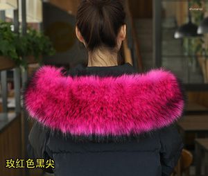 Scarves Faux Raccoon Fur Collar Trim Women Luxury Warm Winter Scarf Men Children Down Coat Hood Strips Shawl Clothes Accessories
