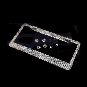 License Plate Frames Bling Crystal Frame Women Luxury Handcrafted Rhinestone Car With Ignition Button Fits USA And Canad215n