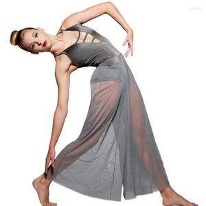 Scene Wear 2 -stycken Dance Outfit Contemporary Costume Leotard Mesh Culotte Bodysuit Performance Clothised270x