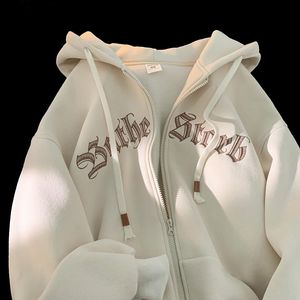 Autumn/Winter 2023 New Milk Apricot Sweater Cardigan Women's Slouchy Hoodie Oldschool American Design Small Baseball uniform Couple