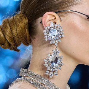 Brincos pendentes Stonefans Jóias de qualidade luxuosa Grandes roupas de cristal Banquete Boêmio Strass Gotas penduradas para mulheres