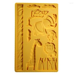 Baking Moulds Zoo Animal Jungle World Lion Grass Monkey Silicone Mold Cake Lace Decorating Fondant Sugar Tool