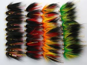 Baits Lures 40Pcs Tube Fly Flies Cone Heads GreenOrange Salmon And Sea Trout Fly Fishing Lures 230728