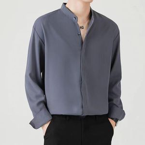 Men's Casual Shirts Formal Classic Fashion Business Office Lady Loose Stand Collar Solid Simplicity Clothing 2023 Spring Summer