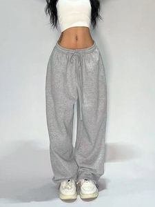 Damen-Hosen, Caprihosen, HOUZHOU, lässige graue Jogginghose, weites Bein, schwarze Jogger, klassische Baggy-Streetwear, weibliche übergroße Sporthose, alles passend 230729