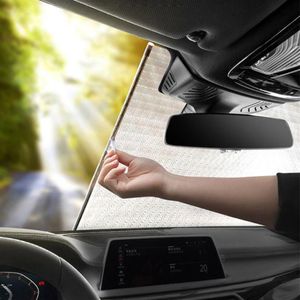 Car Sunshade Windshield Retractable Sun Shade Keep Vehicle Cool Prevent UV Rays Protection Fits Front Windshields Multipurpose Aut238Q