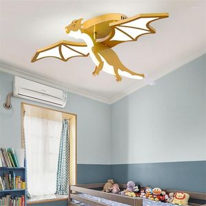 Plafoniere Drago sputafuoco Camera da letto per bambini Lampada da camera Ragazzo Modern Cartoon Living Lampade a led