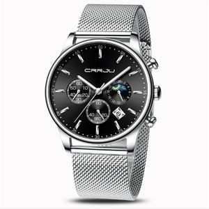 CRRJU 2266 Quartz Mens Watch Selling Casual Personality Watches Fashion Popular Student Date Accurate Wristwatches206O