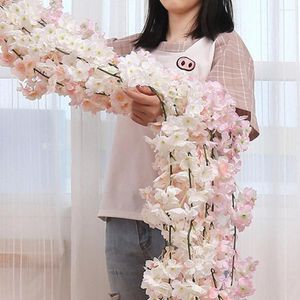 Dekorativa blommor 1.8m Simulering Flower Cherry Blossoms Artificial Vine Hanging Pedant For Wedding Arch Wall Home