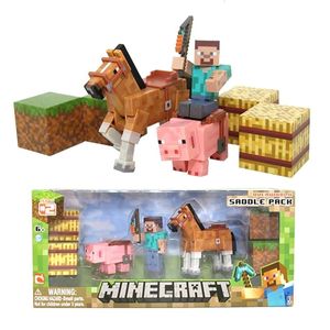 Ferramentas Oficina Brinquedo Infantil Jogo Meu Mundo Mini Estrutura Jogo Figura Sela Steve Cavalo Porco Figura de Ação Brinquedo Modelo Ornamento Presente de Natal para Crianças 230729