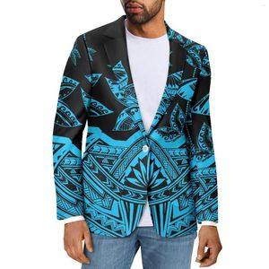 Men's Suits Polynesian Tribal Hawaiian Totem Tattoo Hawaii Prints Style Men Jacket Slim Casual Business Clothing High Quality Suit Coat