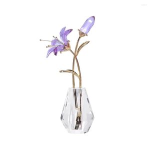 Decorative Flowers Crystal Flower Figurine Desktop Bouquets Plant Decorations Home Mother Day