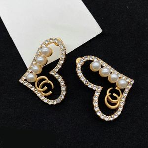 Designer GG Ohrringe Marke Brief Stud Frauen Kristall Perle Geometrische Ohrring für Hochzeit Schmuck Zubehör Geschenk