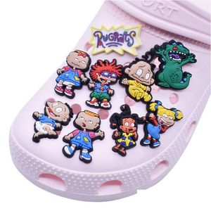 Peças de sapatos Acessórios Pvc Rugrats In Paris Decorações Charm Jibitz For Clog Charms Buckle Buttons Party Gifts Drop Delivery Series Aleatoriamente